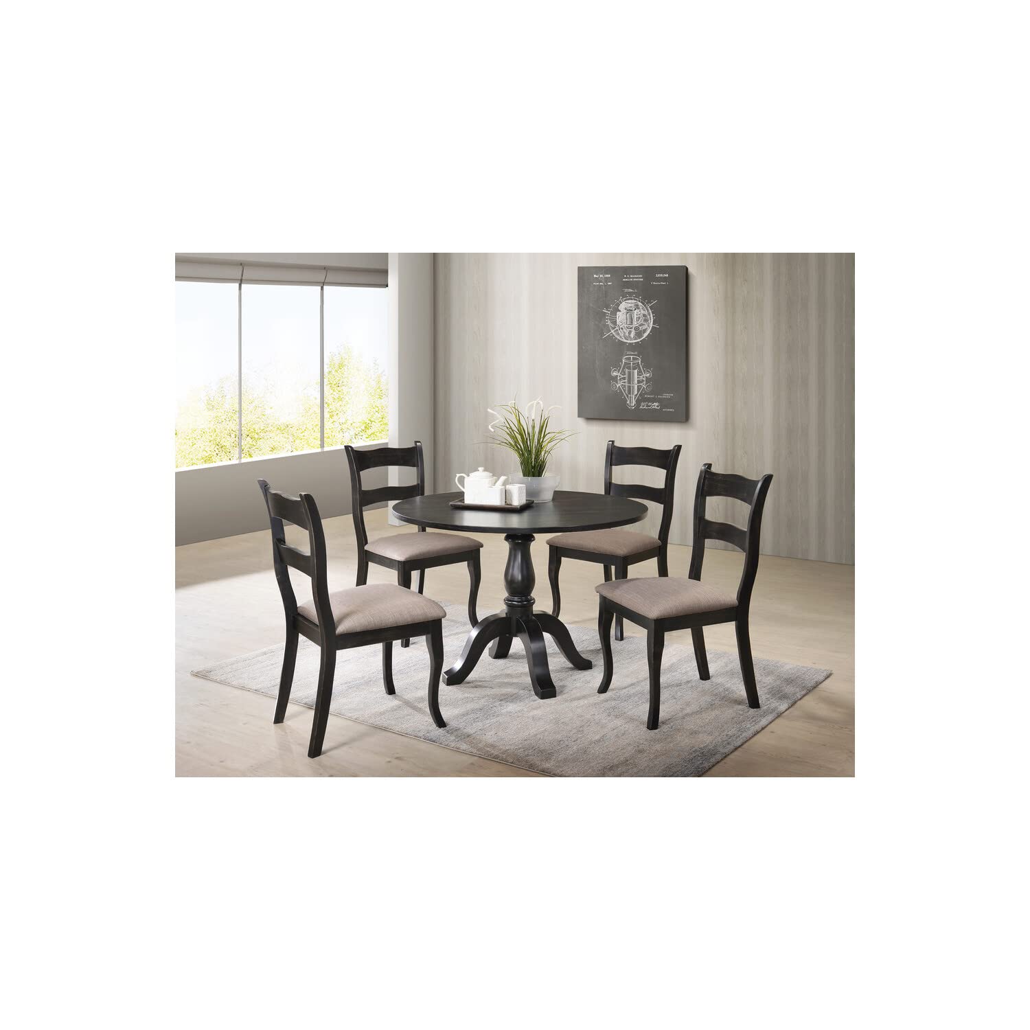 Best Master Furniture 42 In. Round Dining Table, Vintage Black