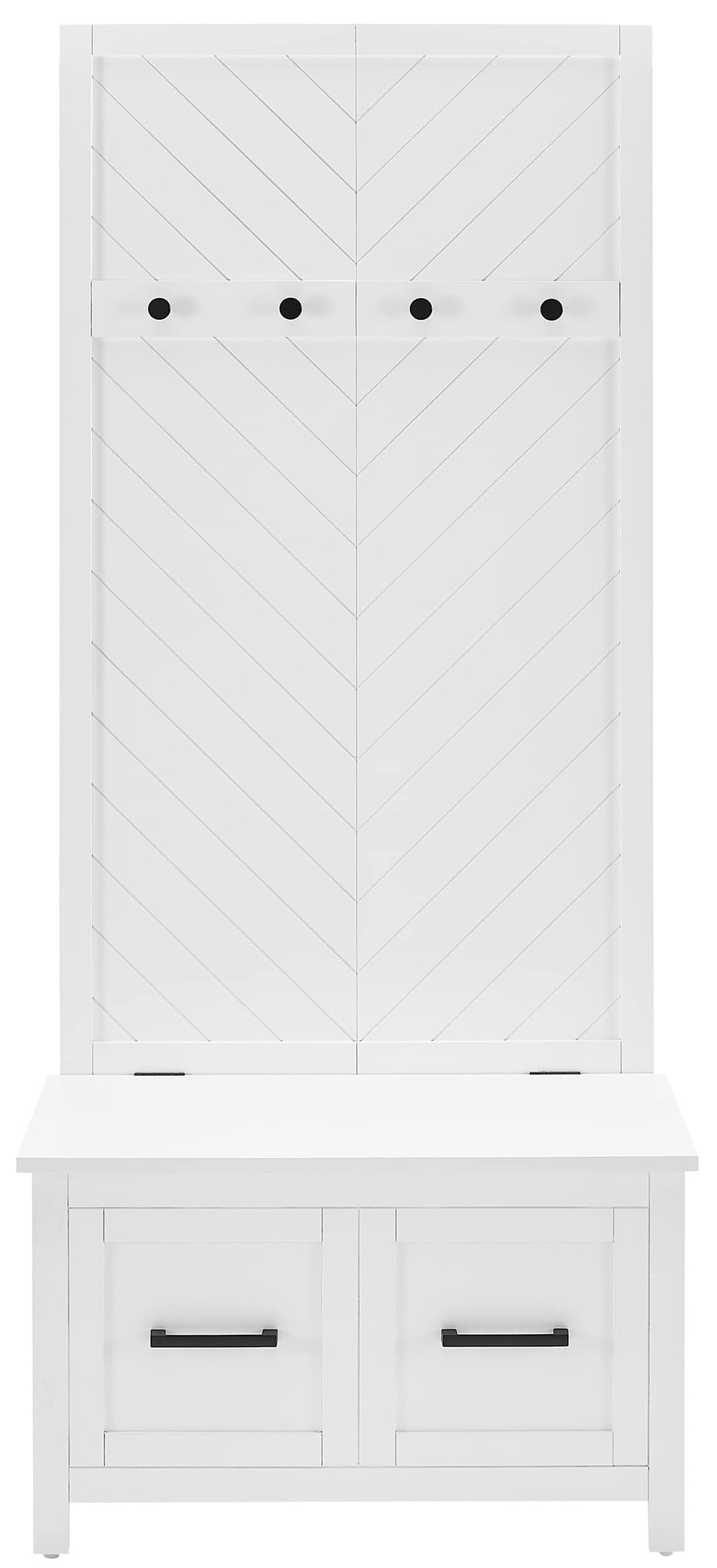 Crosley Furniture Kayce Hall Tree with Storage Bench and Coat Rack Hooks for Hanging, White