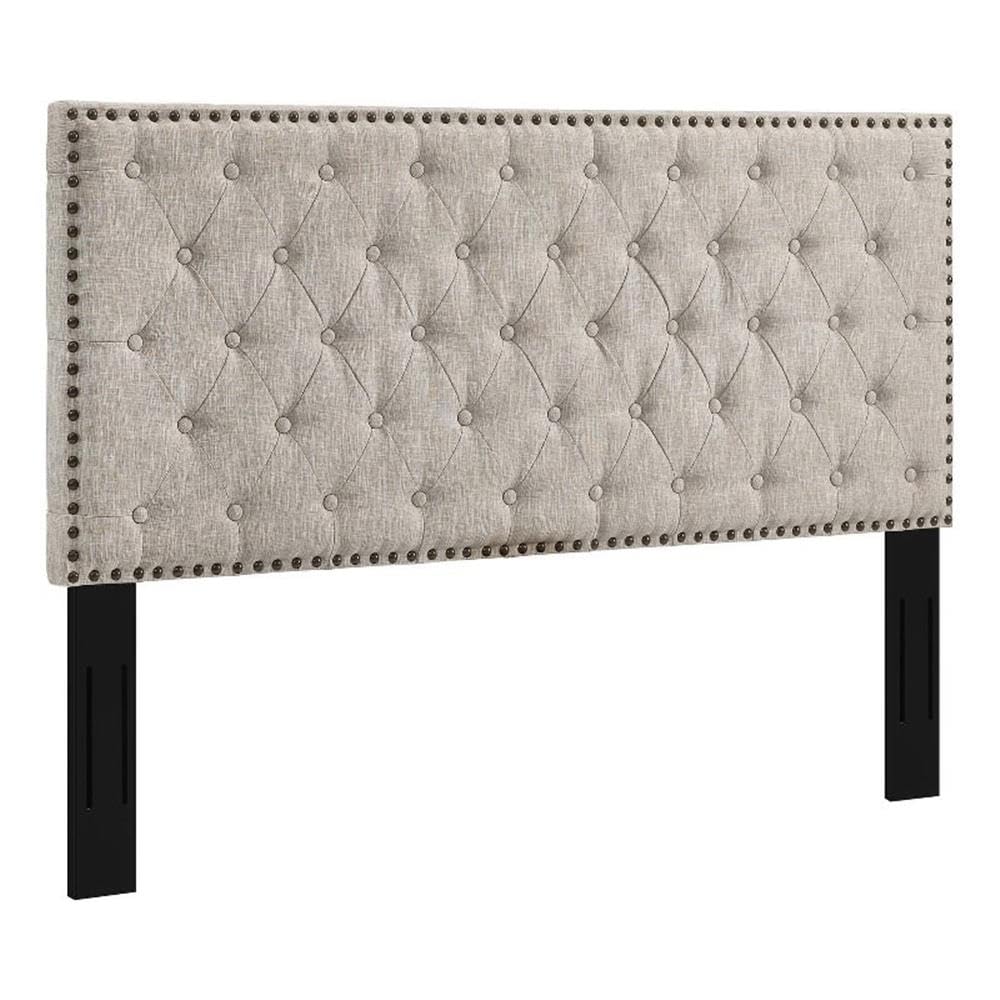 Modway Helena Tufted Button Linen Fabric Upholstered Twin Headboard In Beige