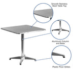 Flash Furniture Mellie 27.5'' Square Aluminum Indoor-Outdoor Table with Base