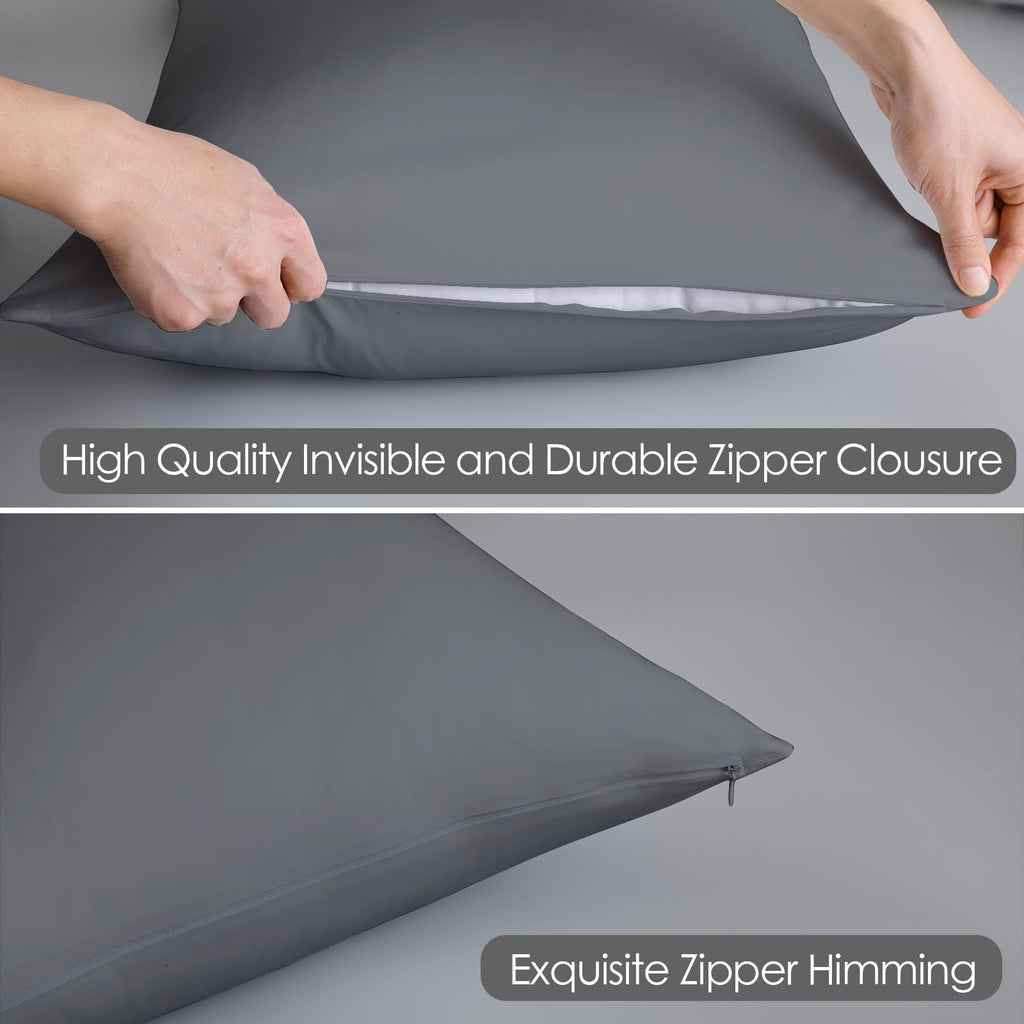 100% Egyptian Cotton Body Pillow Cover Long Pillow Case, 600 Thread Count Bed Pillow Protector With Zipper, Sateen Weave Cooling