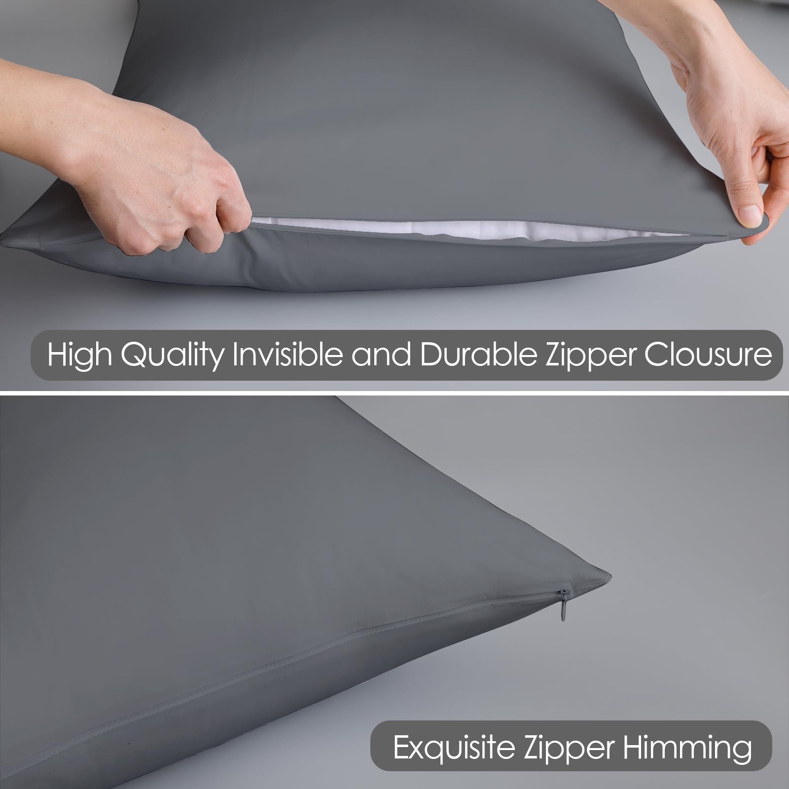 100% Egyptian Cotton Body Pillow Cover Long Pillow Case, 600 Thread Count Bed Pillow Protector With Zipper, Sateen Weave Cooling