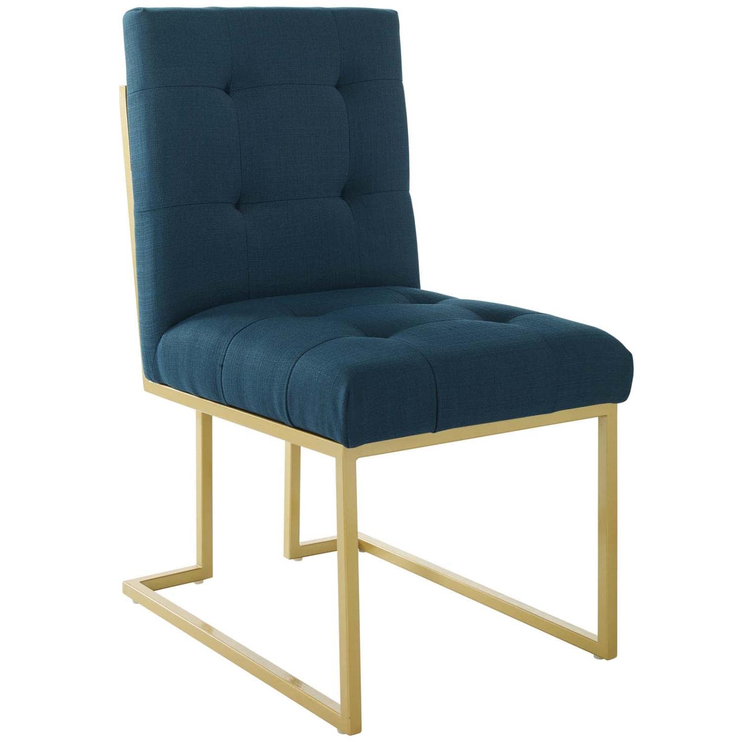 Modway Privy Upholstered Gold Stainless Steel Dining Chair In Gold Azure