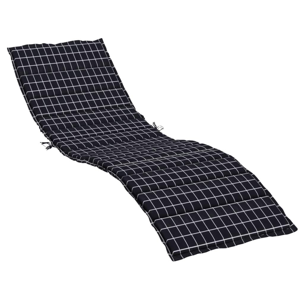 vidaXL Sun Lounger Cushion with Black Check Pattern - Durable Oxford Fabric Material - Soft Foam Fiber Filling - Perfect for Ind