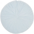 HomeRoots White Cotton Periwinkle Tufted Round Throw Pillow