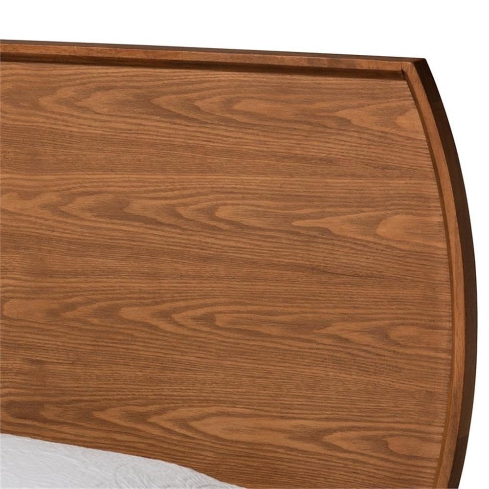 Baxton Studio Yori Mid-Century Modern Walnut Brown Finished Wood Twin Size Platform Bed