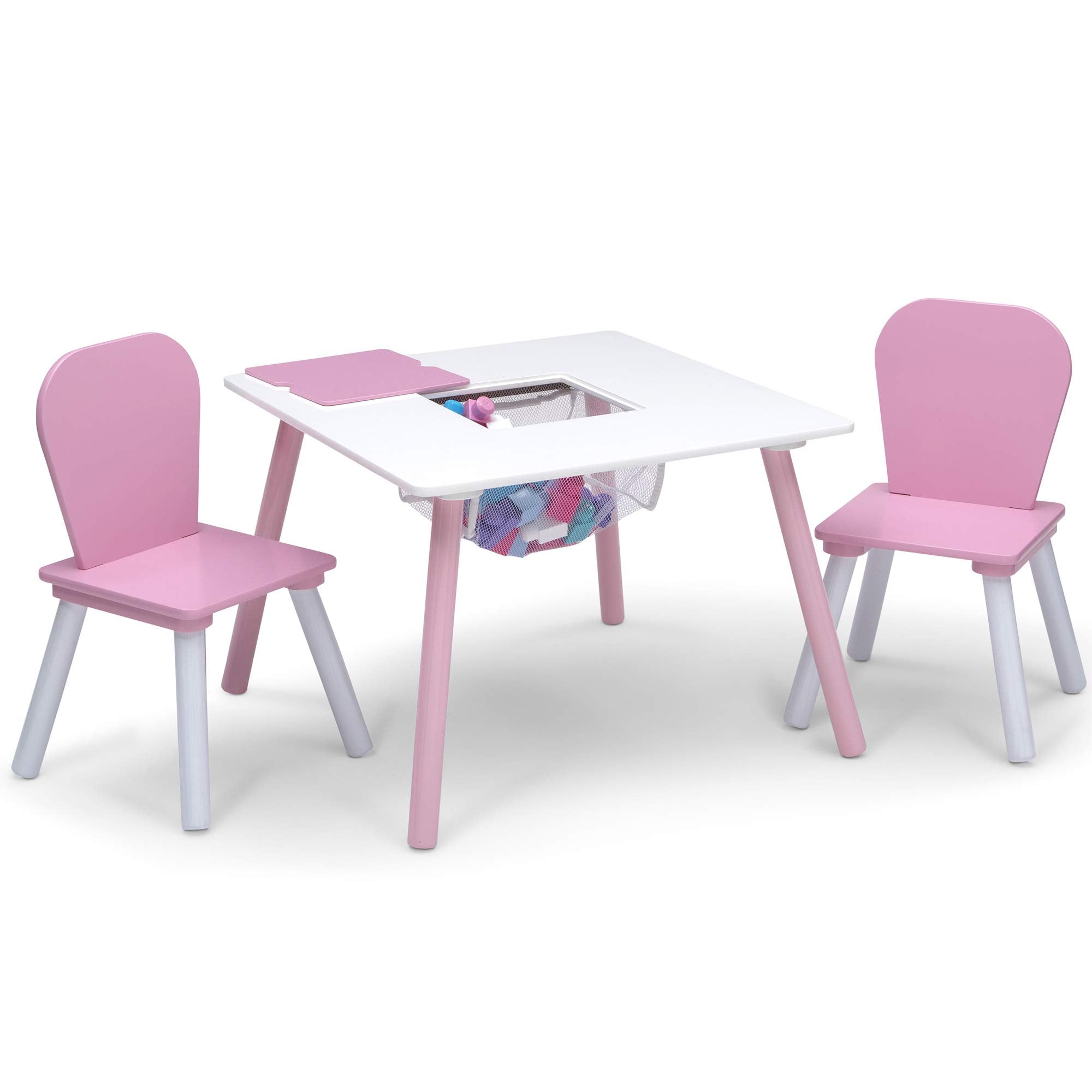 Delta Children 4-Piece Toddler Playroom Set, Pink/White