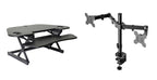 Rocelco 46" Height Adjustable Corner Standing Desk Converter with Dual Monitor Arm Bundle - Quick Sit Stand Up Computer Workstation Riser - Extra Large Keyboard Tray - Black (R CADRB-46-DM2)