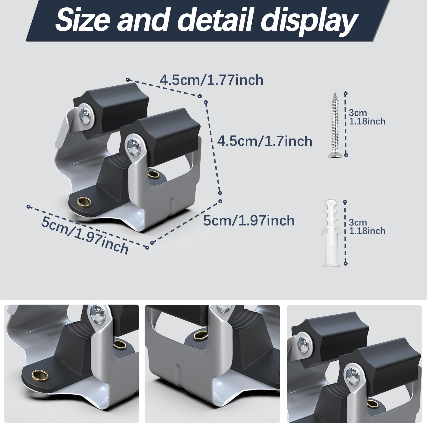 3-H Mop And Broom Holder, Broom Hanger 10 Pack, Broom Holder Wall Mount For Hanging And Organizing Shovel,Rake,Brush,Yard Tools In Kitchen,Laundry Room,Bathroom,House(Black)