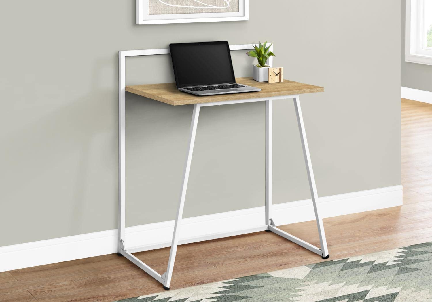 Monarch Specialties 7119 Computer Desk, Home Office, Laptop, 30&quot; L, Work, Laminate, Contemporary, Modern Desk-30 L Juvenile, 29.5&quot; L x 17.75&quot; W x 34&quot; H, Natural Wood-Look/White Metal