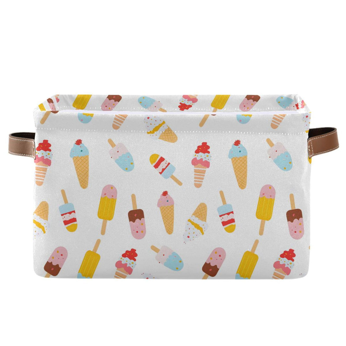 ALAZA Polka Dots Ice Cream Foldable Storage Box Storage Basket Organizer Bins with Handles for Shelf Closet Living Room Bedroom 