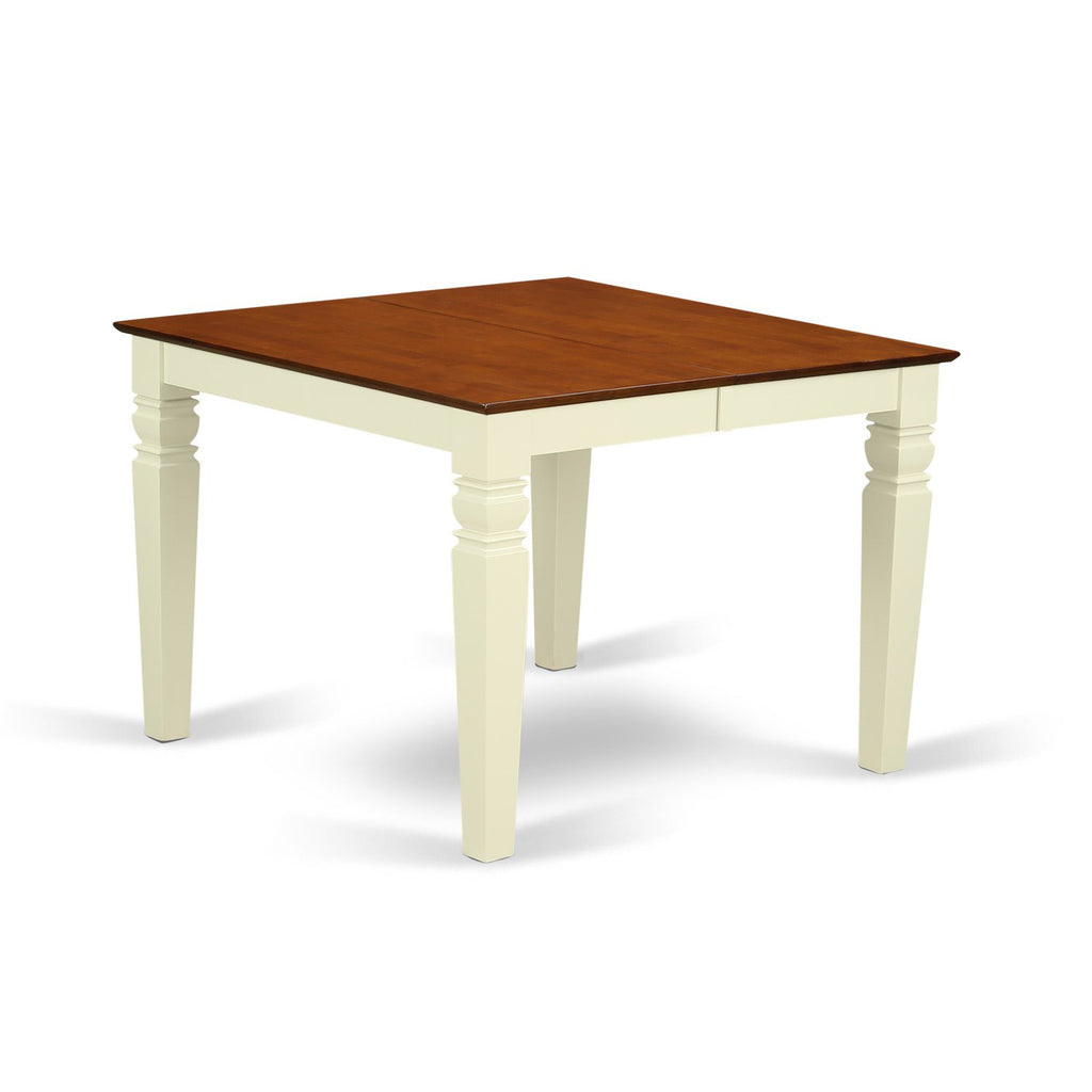 East West Furniture West7-Bmk-W 7 Piece Kitchen Table Set Consist Of A Rectangle Dining Table With Butterfly Leaf And 6 Dining Room Chairs, 42X60 Inch, Buttermilk & Cherry
