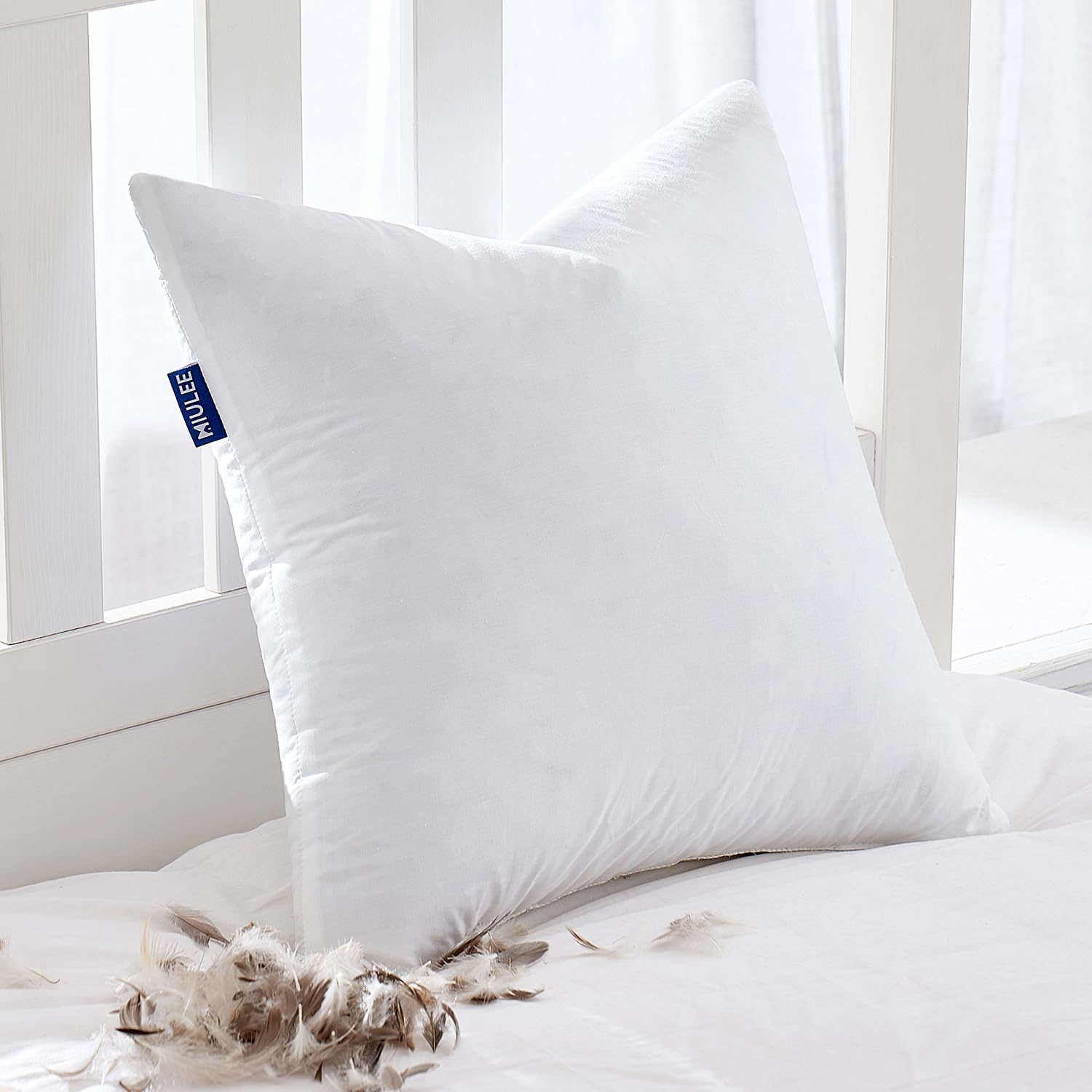 Miulee Feather Pillow Insert 20X20, Decorative Down Throw Pillow Insert Fluffy Throw Pillow Cotton Fabric For Sofa Bed Couch