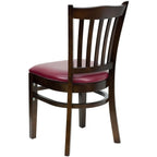 Flash Furniture HERCULES Series Vertical Slat Back Walnut Wood Restaurant Chair - Burgundy Vinyl Seat
