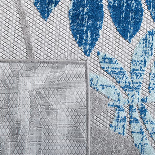 Safavieh Cabana Collection 5'3' X 7'6' Grey/Blue Cbn814F Botanical Indoor/ Outdoor Non-Shedding Easy Cleaning Patio Backyard Porch Deck Mudroom Area Rug