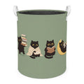 WOJHYBXY Black Cat Reading Book Laundry Basket Foldable with Handles