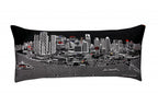 HomeRoots Grey 35' Black Detroit Nighttime Skyline Lumbar Decorative Pillow