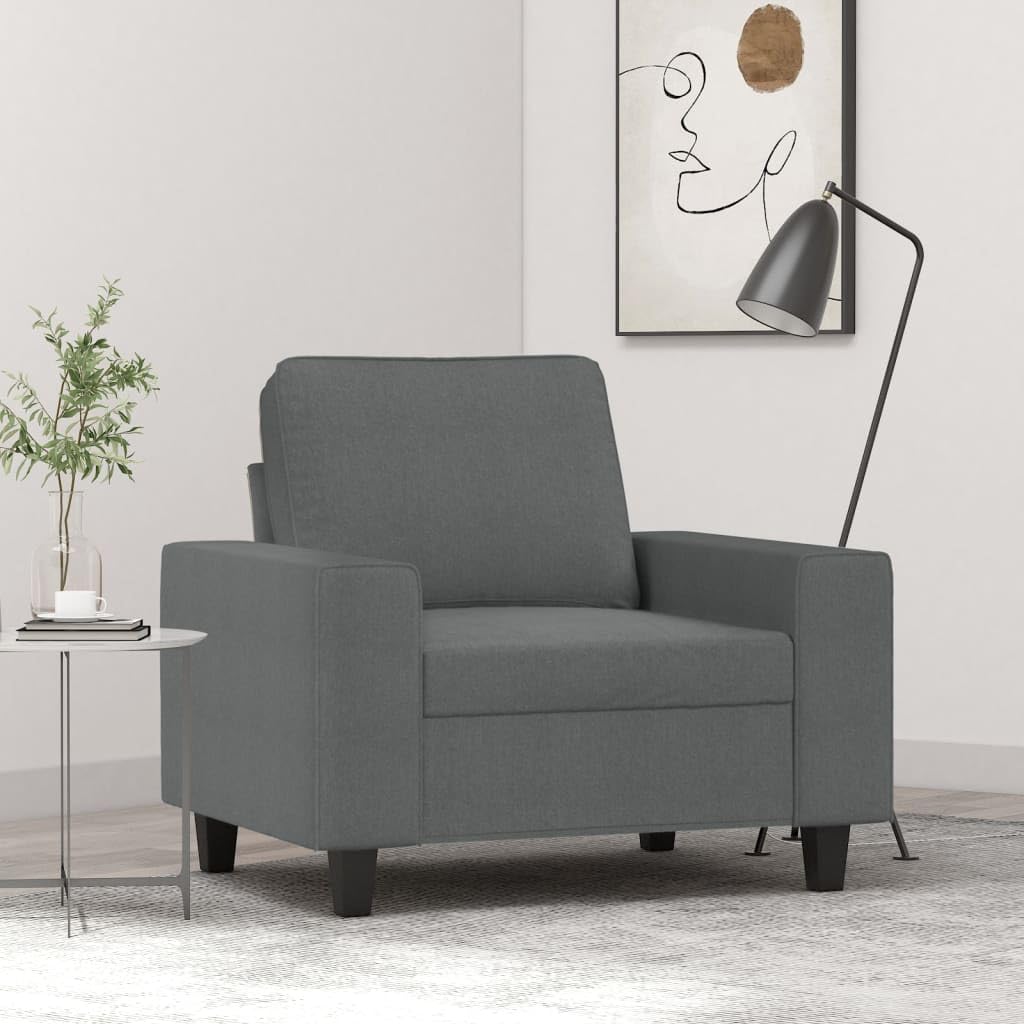 vidaXL Sofa Chair in Dark Gray - Stylish and Comfortable 1-Seater Lounge Chair with Durable Fabric and Metal Frame, Ideal for Living Room or Office