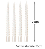 Berkebun White Spiral Taper Candles 10 Inch -Set Of 4 Tapered Candles, Dripless And Smokeless,Long Candle,Tall Candlesticks, Hom