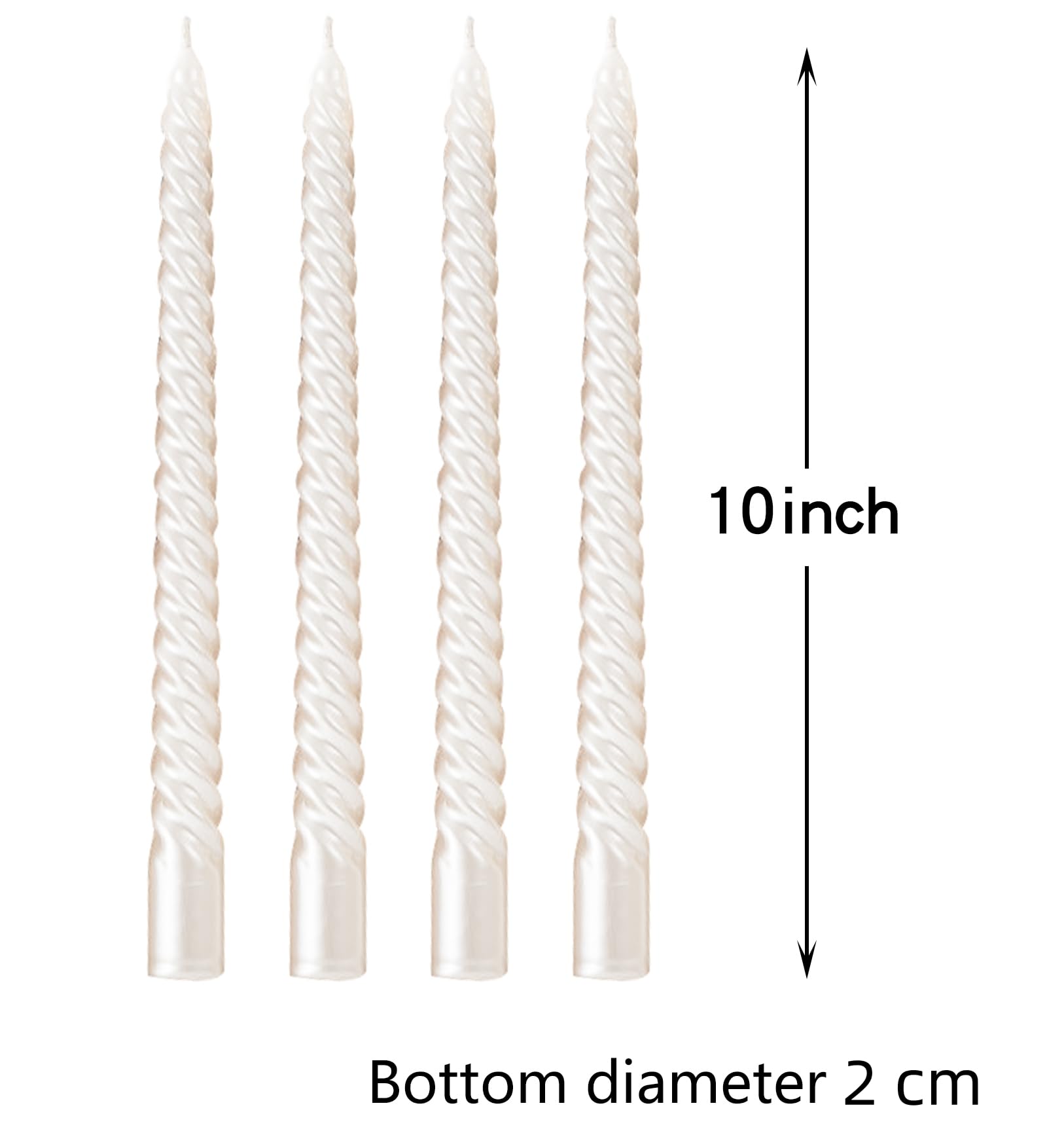 Berkebun White Spiral Taper Candles 10 Inch -Set Of 4 Tapered Candles, Dripless And Smokeless,Long Candle,Tall Candlesticks, Hom