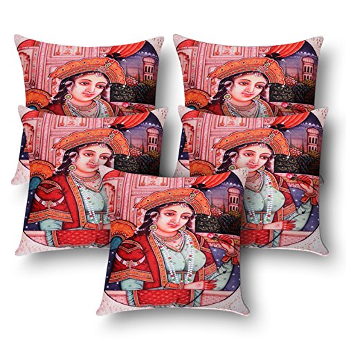 First Row Queen Digital Print Cushion Cover 16X16 Inc Set Of 5