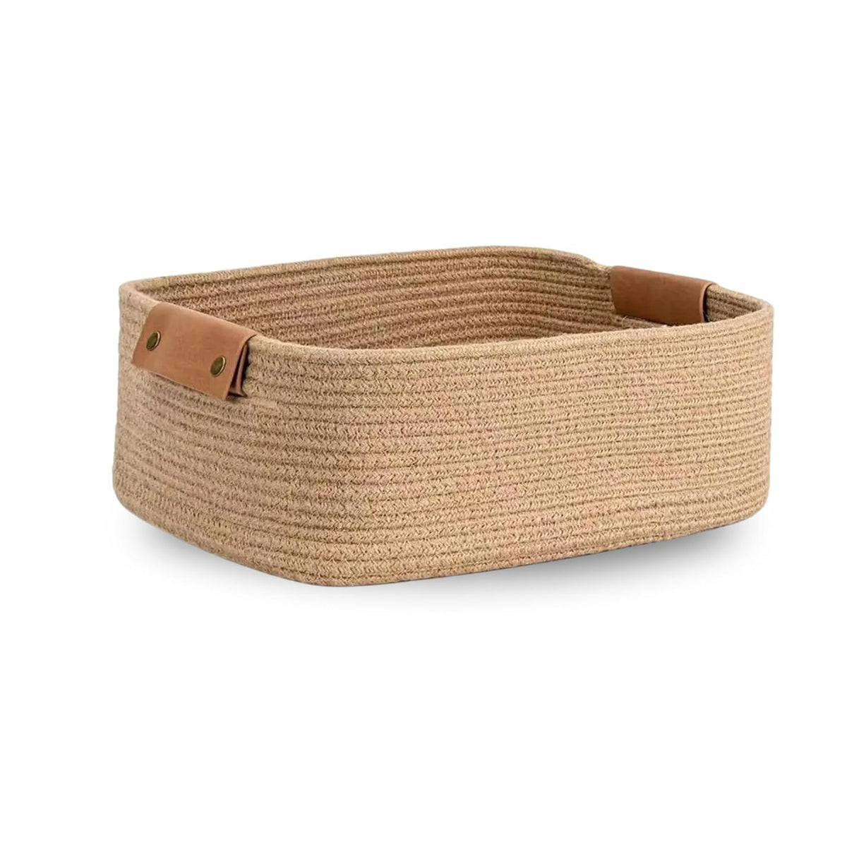 Juteify Rectangle Cotton Rope Woven Basket with Handles for Books, Magazines, Toys  Ideal Gift Decorative Basket for Baby Nurse