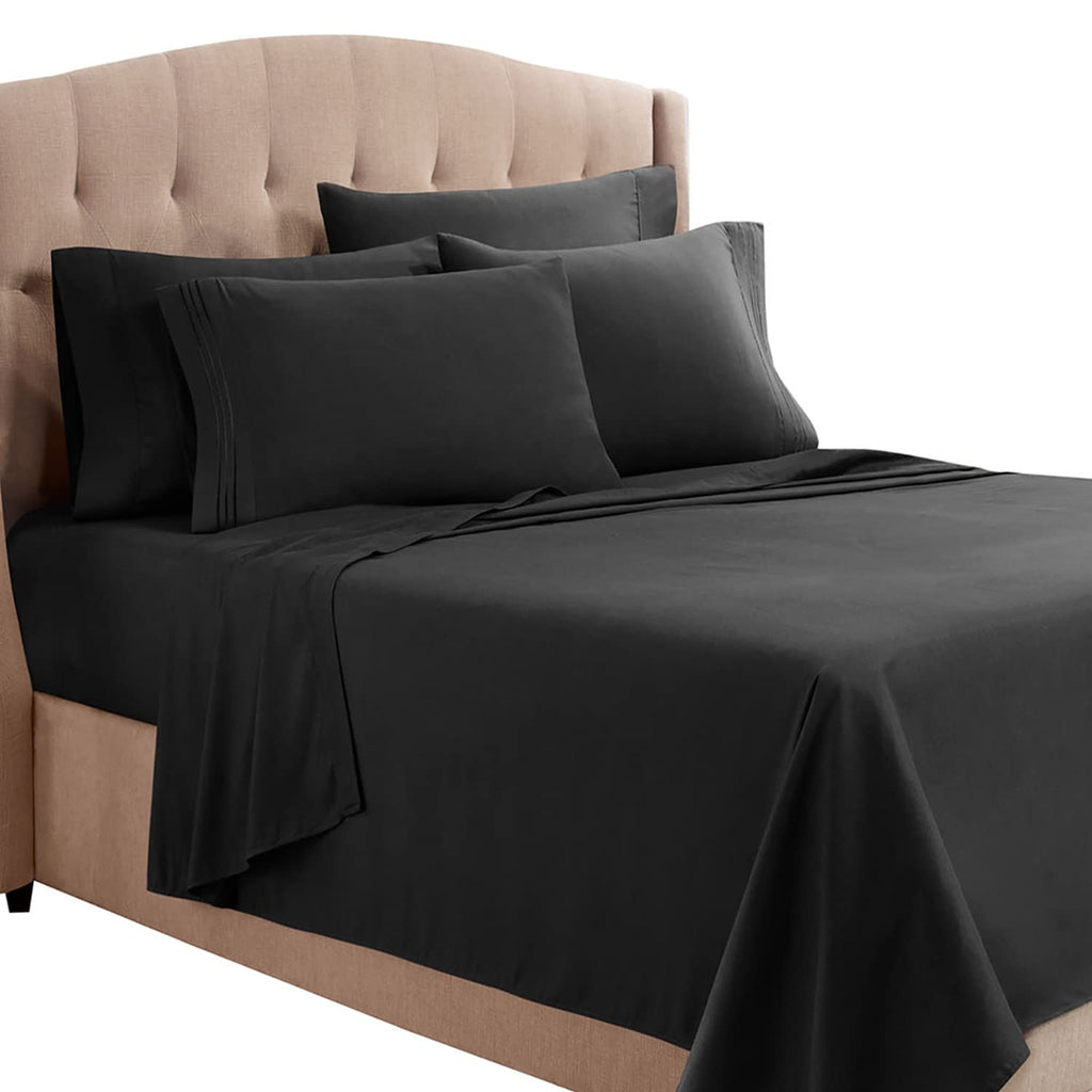 Clara Clark Full Sheets, 6 Piece Set - Hotel Luxury Sheets For Full Size Bed, Super Soft Bedding Sheets & Pillowcases, Full Size Sheets, Black