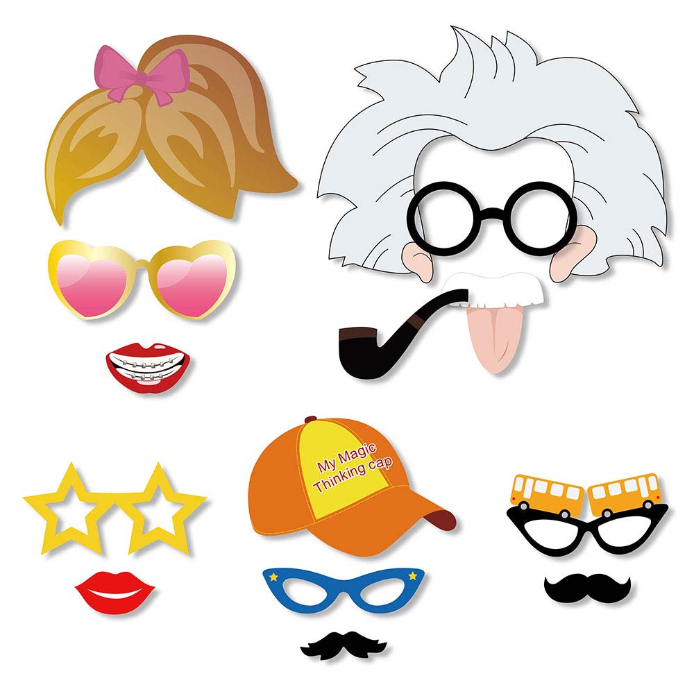 Konsait 46Count Back To School Photo Booth Props, First Day Of School Welcome Decorations,Apple Pencil Stationery Chalkboard Dec