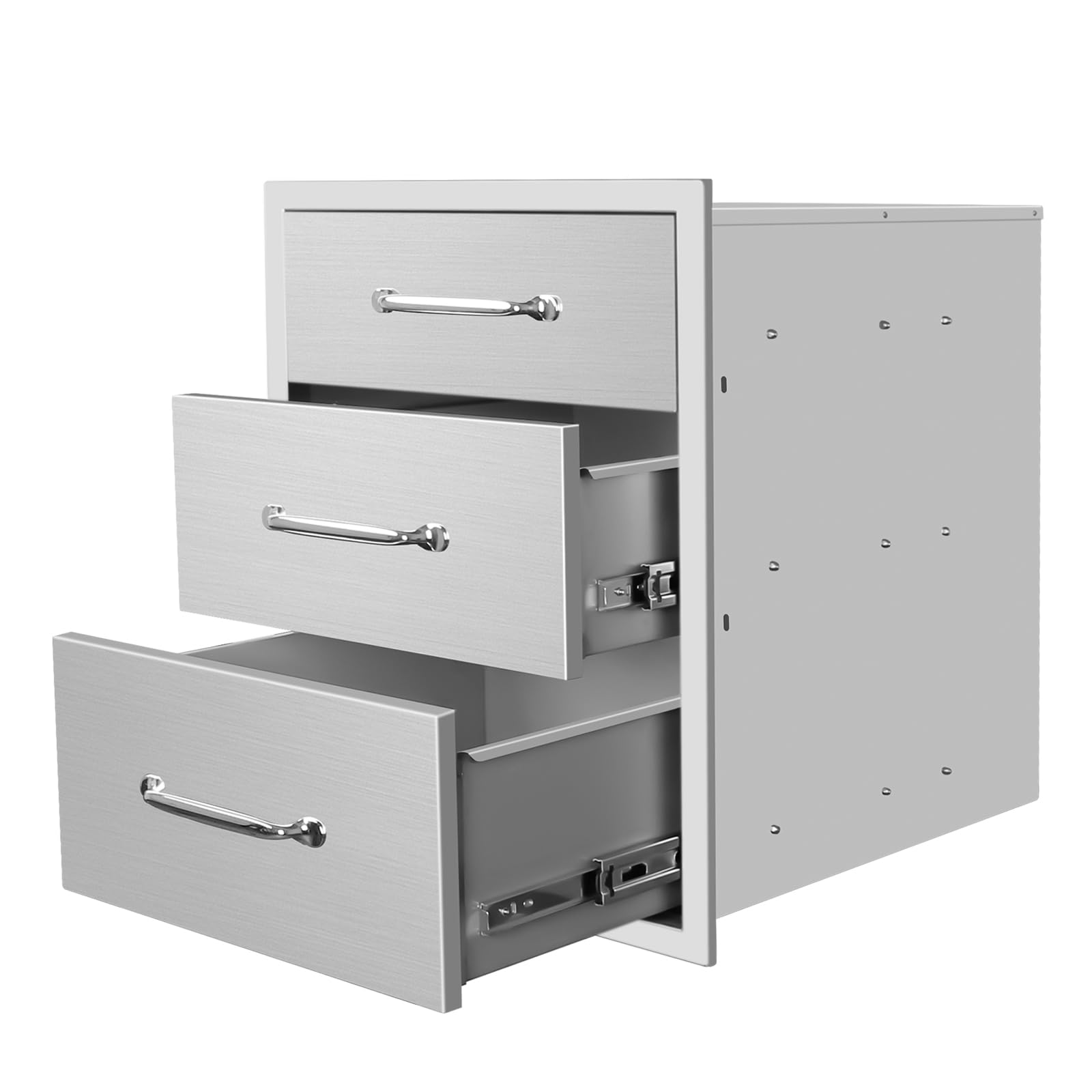 Sgolan Outdoor Kitchen Drawers 18' W X 23' H X 21' D Flush Mount Triple Bbq Drawers With Chrome Handle Stainless Steel Drawer