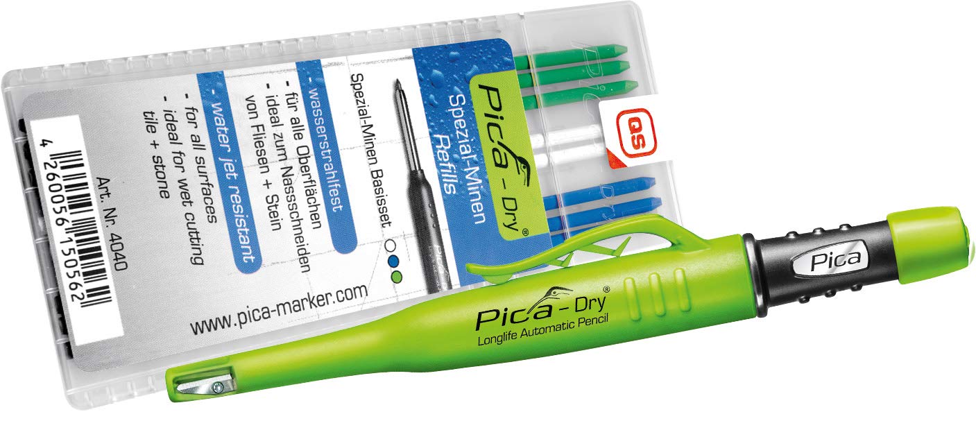 Pica Dry Automatic Pen + Green White Blue Refills 3 Blue, 2 White, 3 Green