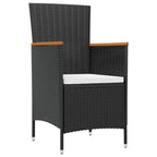 vidaXL 7-Piece Patio Dining Set - Elegant Poly Rattan Furniture with Weatherproof Acacia Wood Table Top & Armrests | Contains Table, 6 Chairs & 6 Seat Cushions | Perfect for Garden or Patio