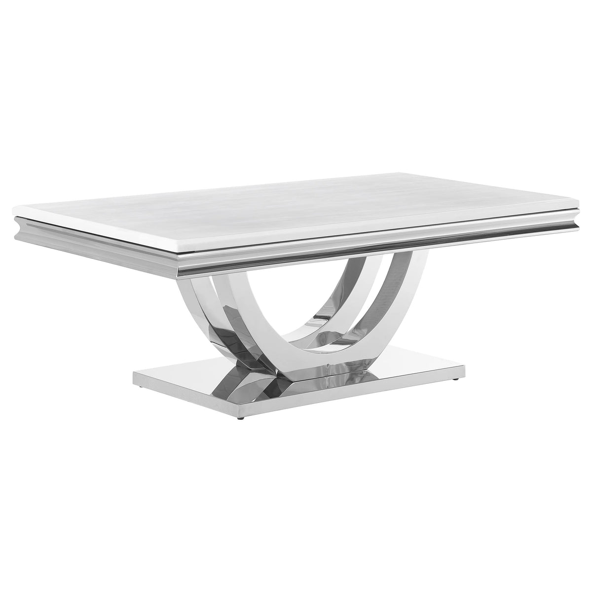 Coaster Home Furnishings Adabella U-Base Rectangle Coffee Table White and Chrome