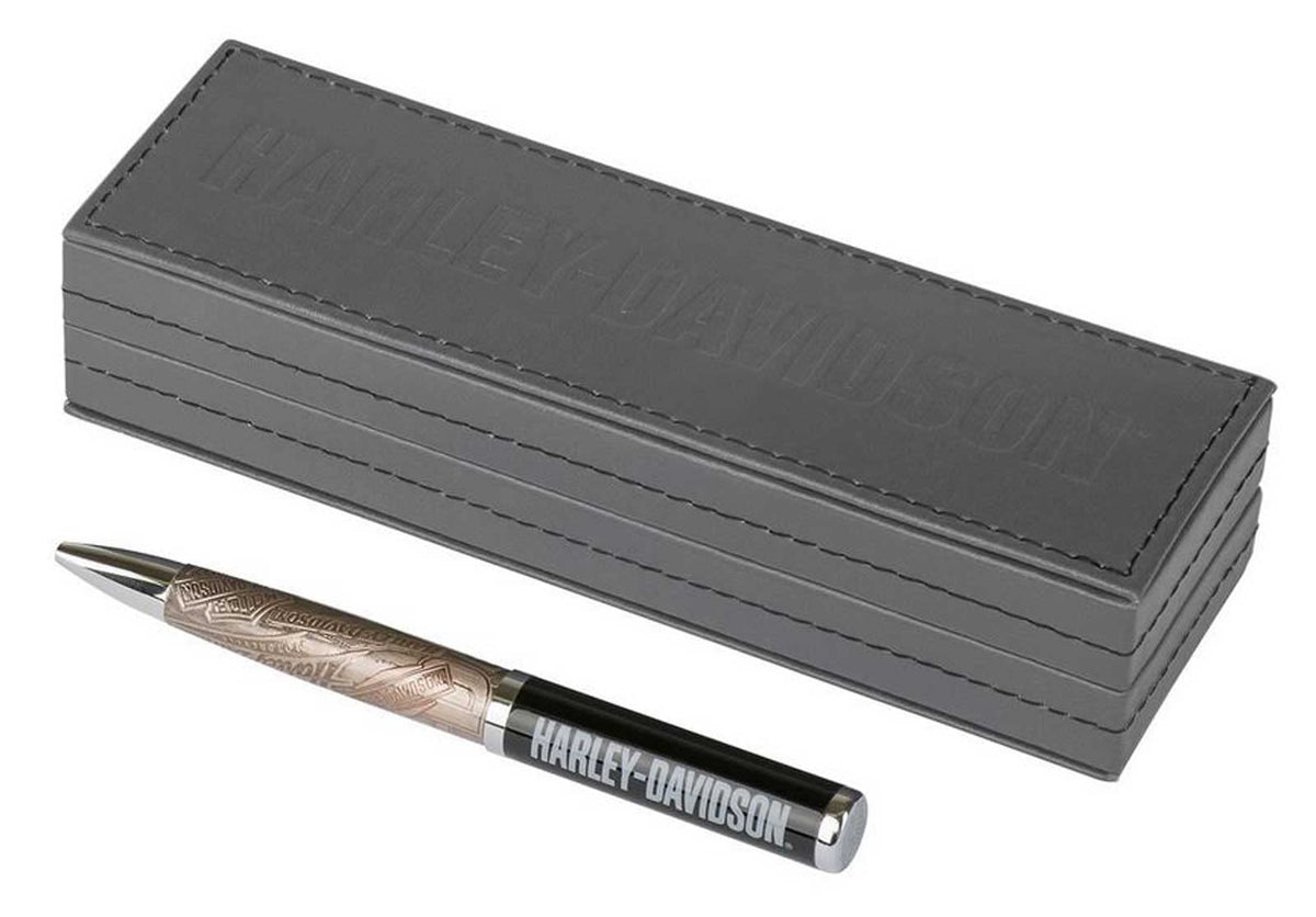 Harley-Davidson Embossed Refillable Black Ink Pen W/Black Gift Box - Black