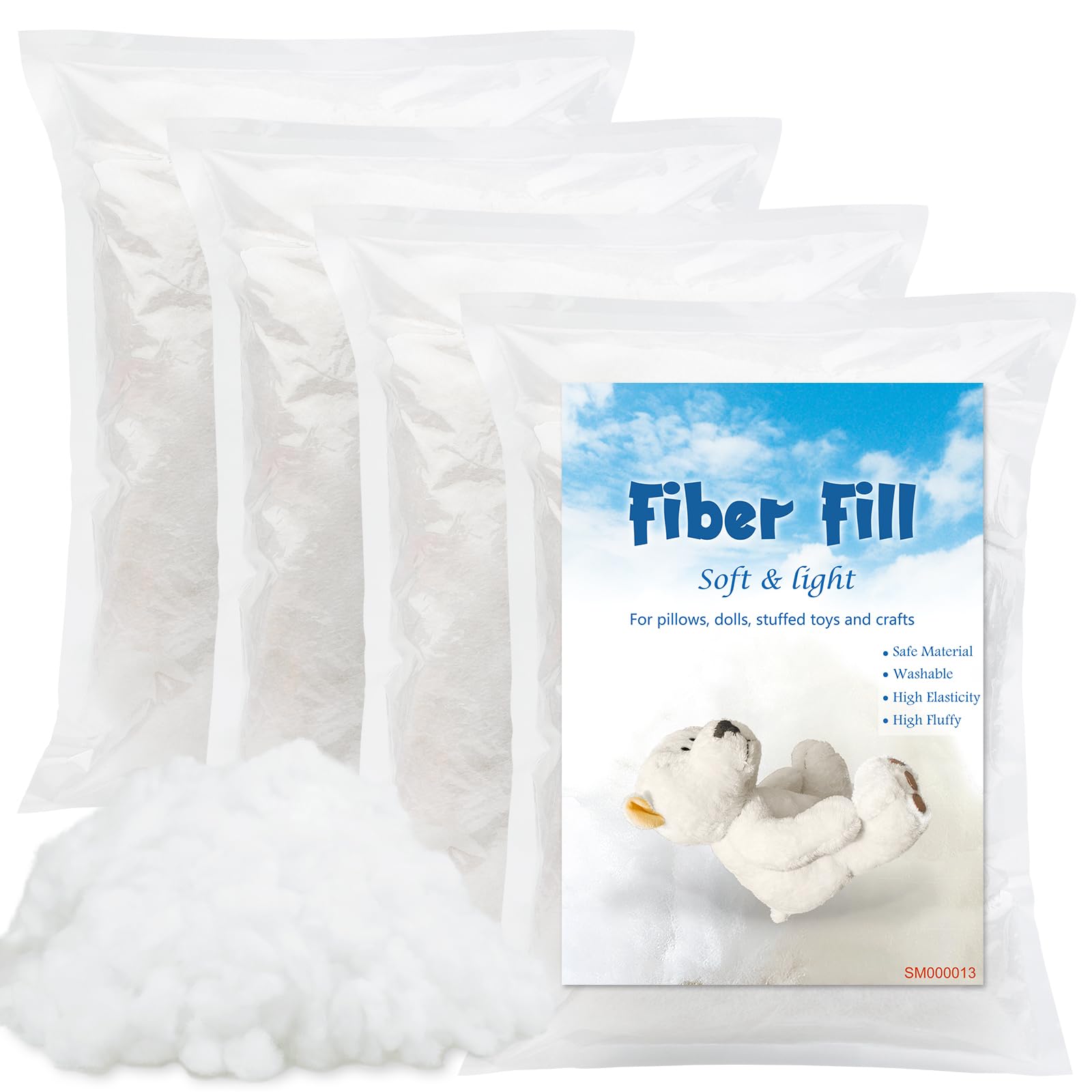 Jmuiiu 800G Polyester Fill, Premium Polyester Fiberfill, Recycled Polyester Fiber, High Resilience Stuffing Fluff Fiberfill For