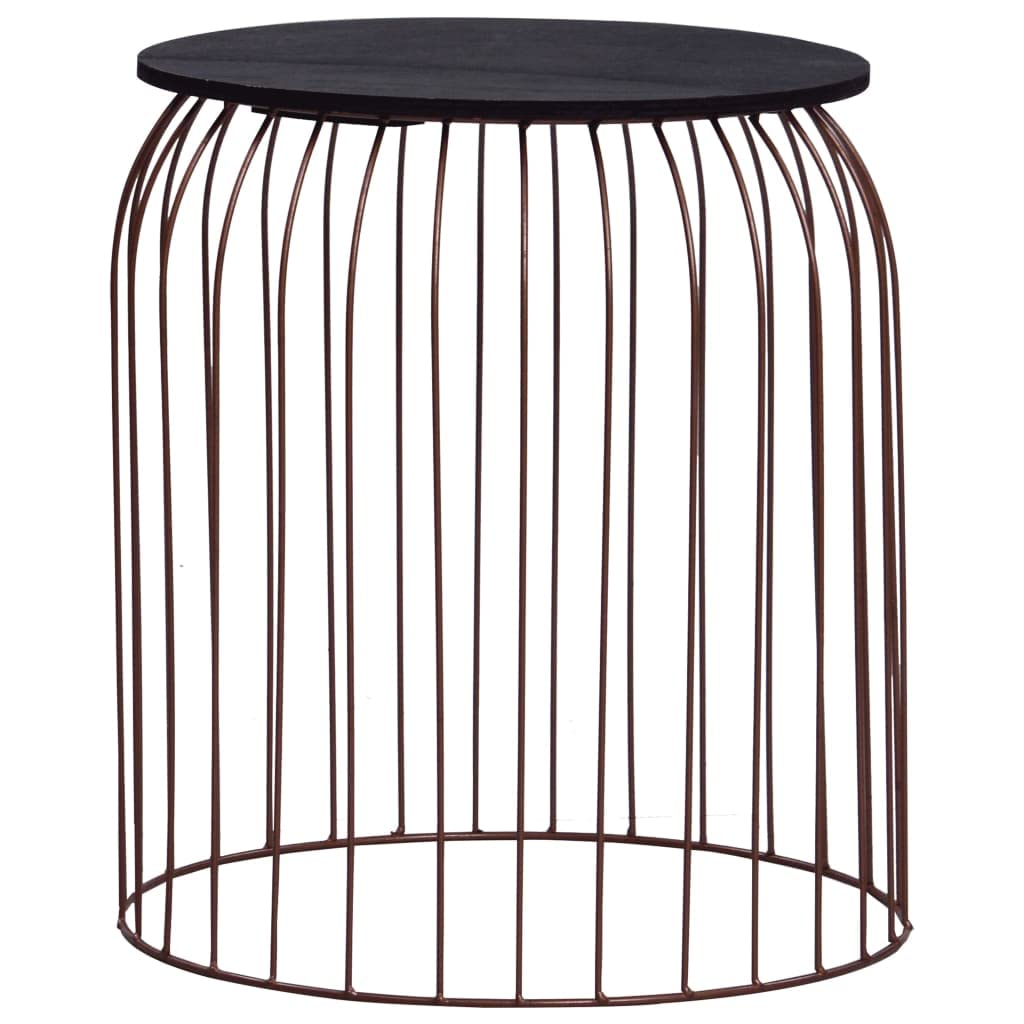 vidaXL Set of 3 Copper Coffee Tables - Versatile Usage, Solid Wood Tabletop, Powder-Coated Metal Frame, Space-Saving, Scandinavian Styling.