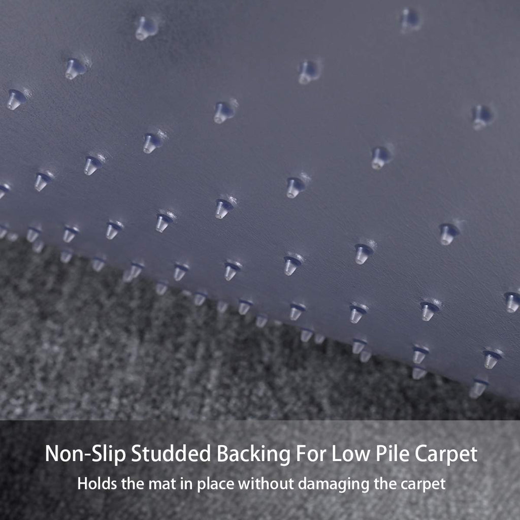 Homek Chair Mat For Carpeted Floors, 53” X 45” Transparent Thick Office Floor Mats For Low Pile Carpet Floors