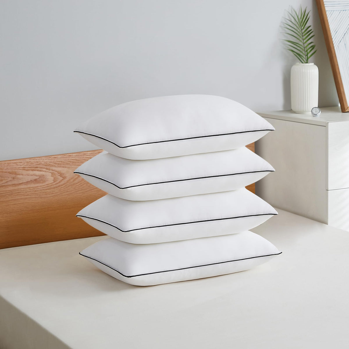 Acanva Cooling Bed Pillows For Sleeping Set Of 4, Hotel Quality With Premium Soft And Supportive 3D Down Like Filling For Back,