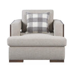 Acme Niamey Chair with 1 Pillow in Fabric & Cherry