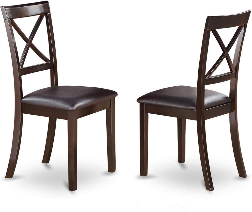 Lynfield  Dining  Chair  with  Faux  Leather  Upholstered  Seat  in  Cappuccino  Finish   Set  of  2-New