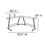 Flash Furniture Ginny Corner Desk - White/Black Space Saving L-Shaped Gaming Desk with Monitor Shelf - 71.5" 2-Tier Computer Desk, Home Office Desk, Easy Assembly