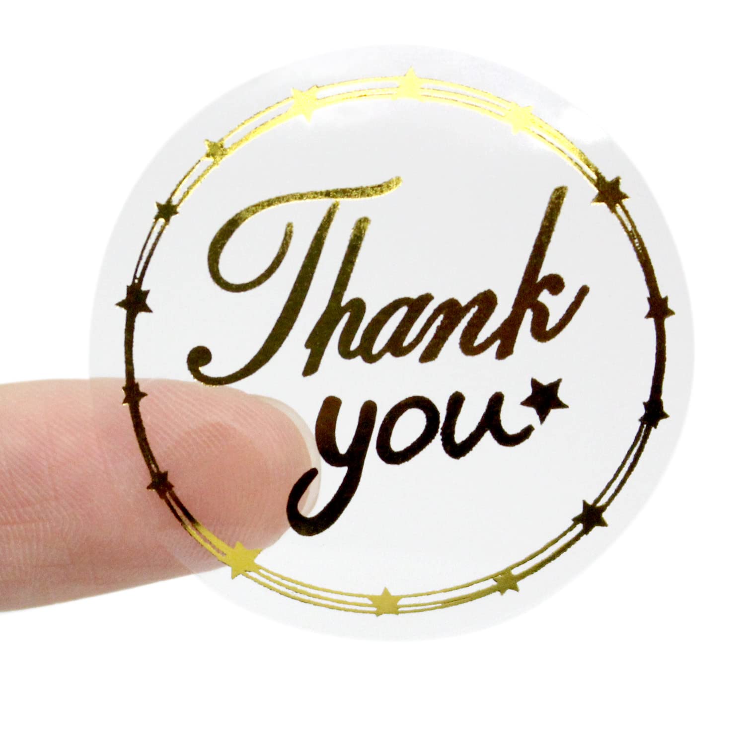 Thank You Stickers Roll 500 Pcs Bokinyoung Round Transparent Gold Glitter Foil Seal Stickers 1.5 Inch Thank You Labels For Busin