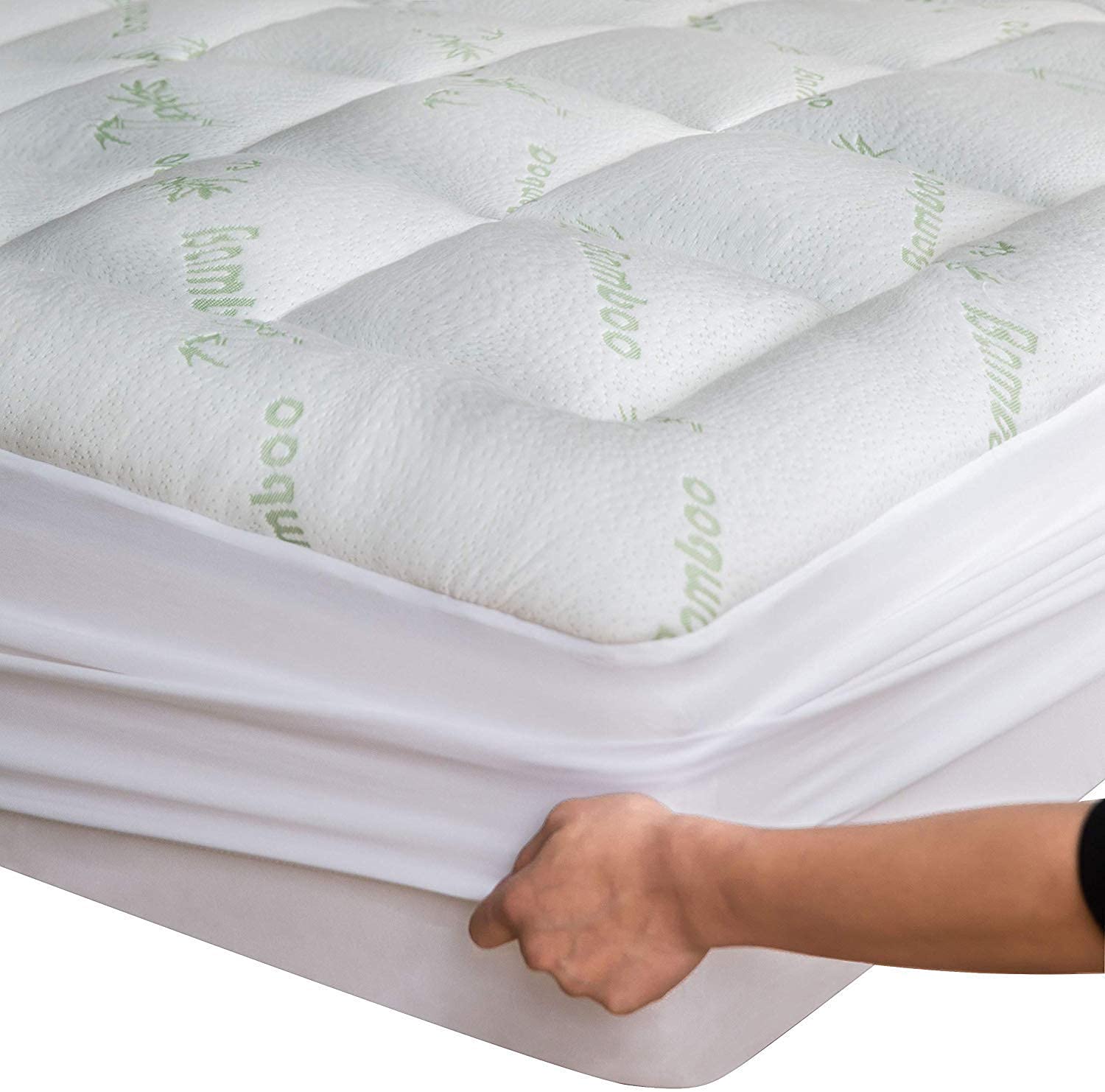 Viscose Made From Bamboo Full Xl Mattress Topper - Thick Cooling Breathable Pillow Top Mattress Pad For Back Pain Relief - Deep