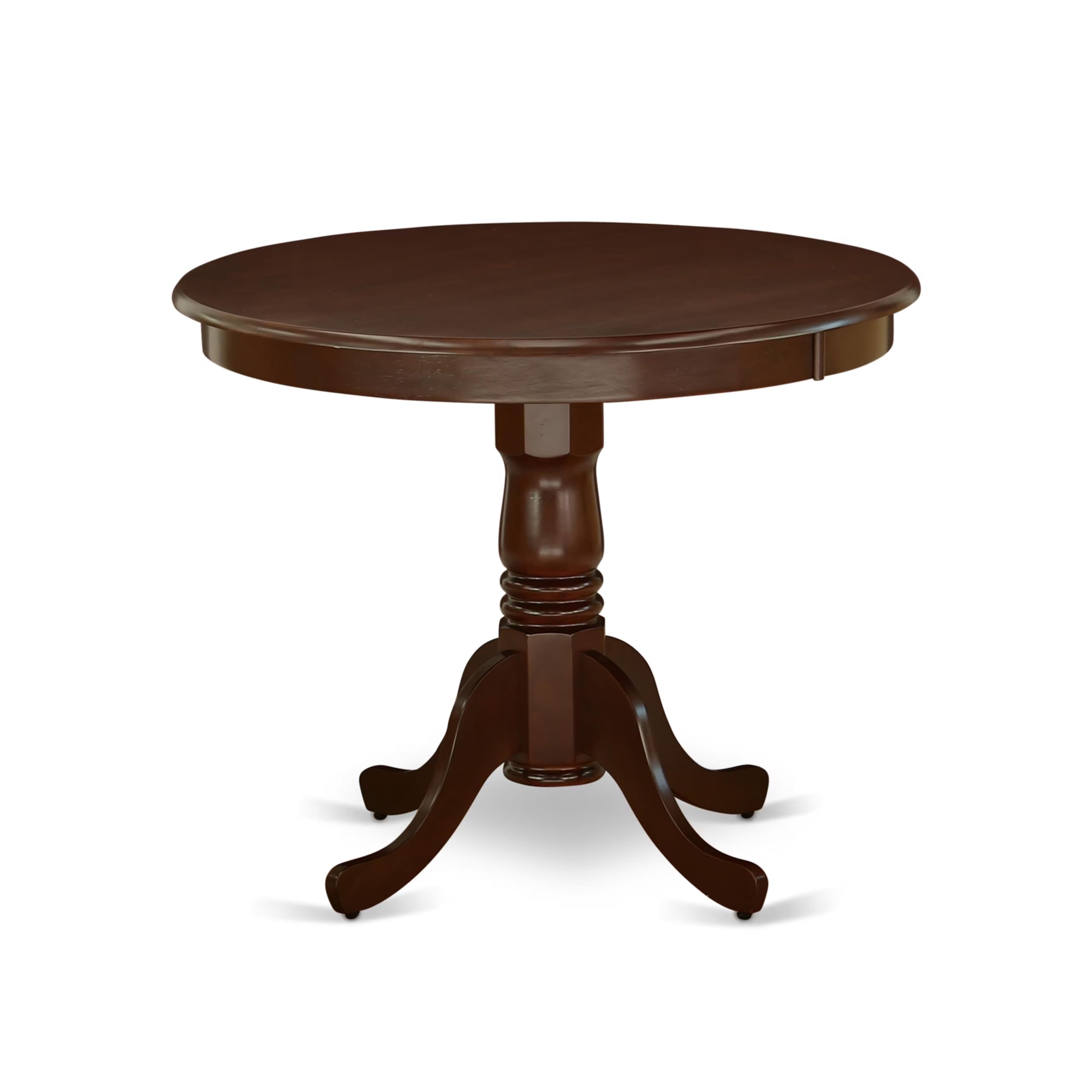 East West Furniture Anml5-Mah-Lc 5 Piece Dining Room Furniture Set Includes A Round Kitchen Table With Pedestal And 4 Faux Leather Upholstered Dining Chairs, 36X36 Inch, Mahogany