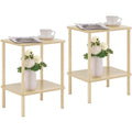 Apicizon 2 Tier End Table Set Of 2, Boho Side Table With Storage Shelf, Nightstand Bedside Table For Small Spaces, Bedroom, Living Room, Entryway, Farmhouse, Easy Assembly, Light Natural
