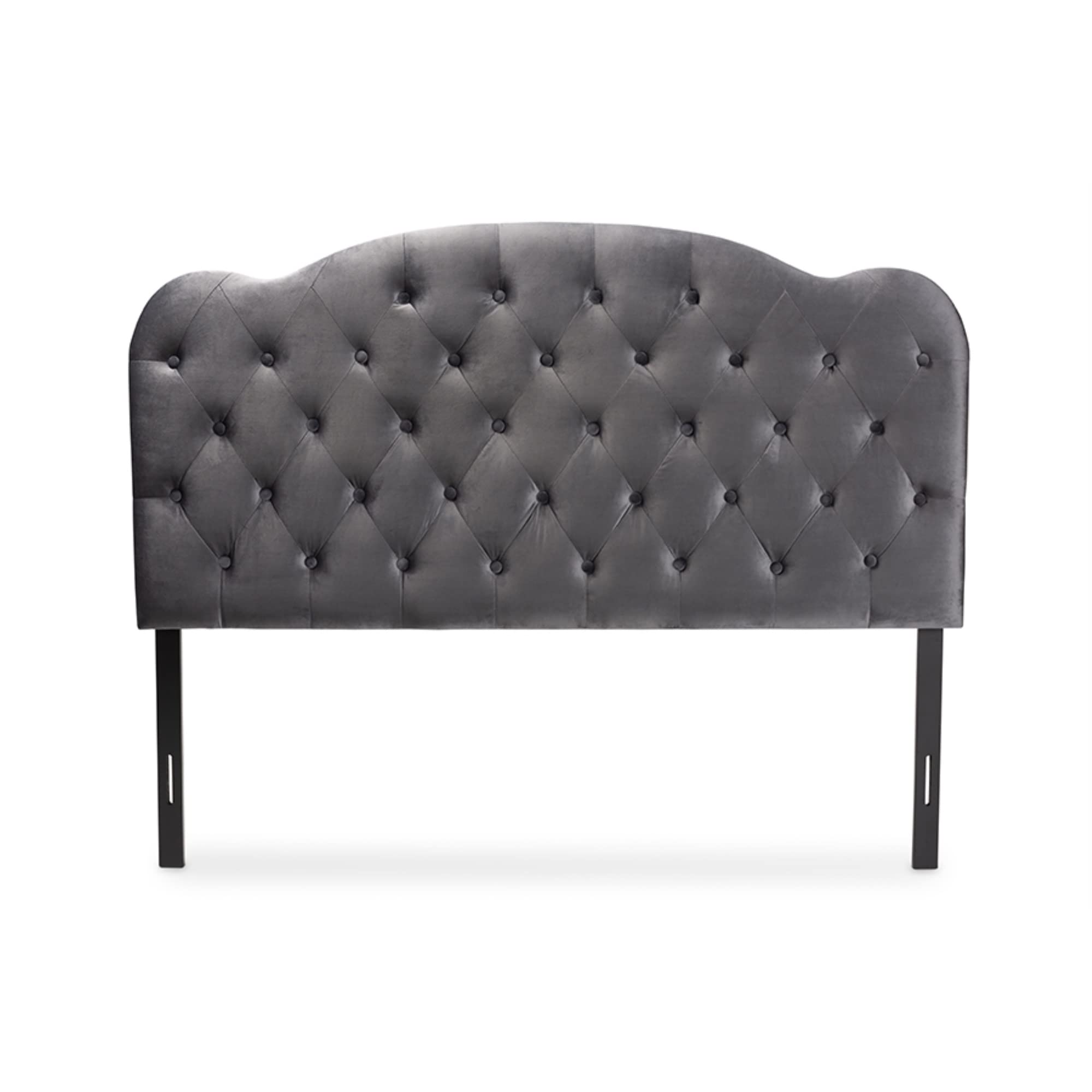 Baxton Studio Clovis Modern and Contemporary Grey Velvet Fabric Upholstered Queen Size Headboard