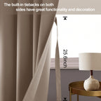 Jiuzhen Taupe Blackout Curtains With Tiebacks - Thermal Insulated, Light Blocking And Noise Reducing Grommet Curtains For Bedroom And Living Room, Set Of 2 Window Curtain Panels, 42 X 72 Inch Length