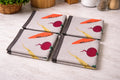 CRAZYWEAVES Cotton Hand and Lunch Towel Daily use Face Towel Pack of 4 (18 * 28) 100% Cotton Towel Set (Grey Vegetables Towel)