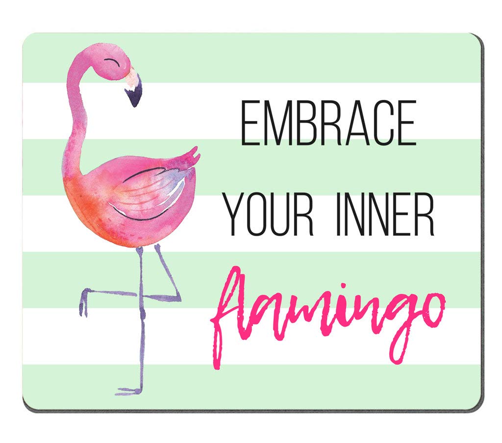 Amcove Embrace Your Inner Flamingo Mouse Pad - Inspirational Flamingo Mouse Pad - Birthday Present - Desk Accessory - Flamingo L