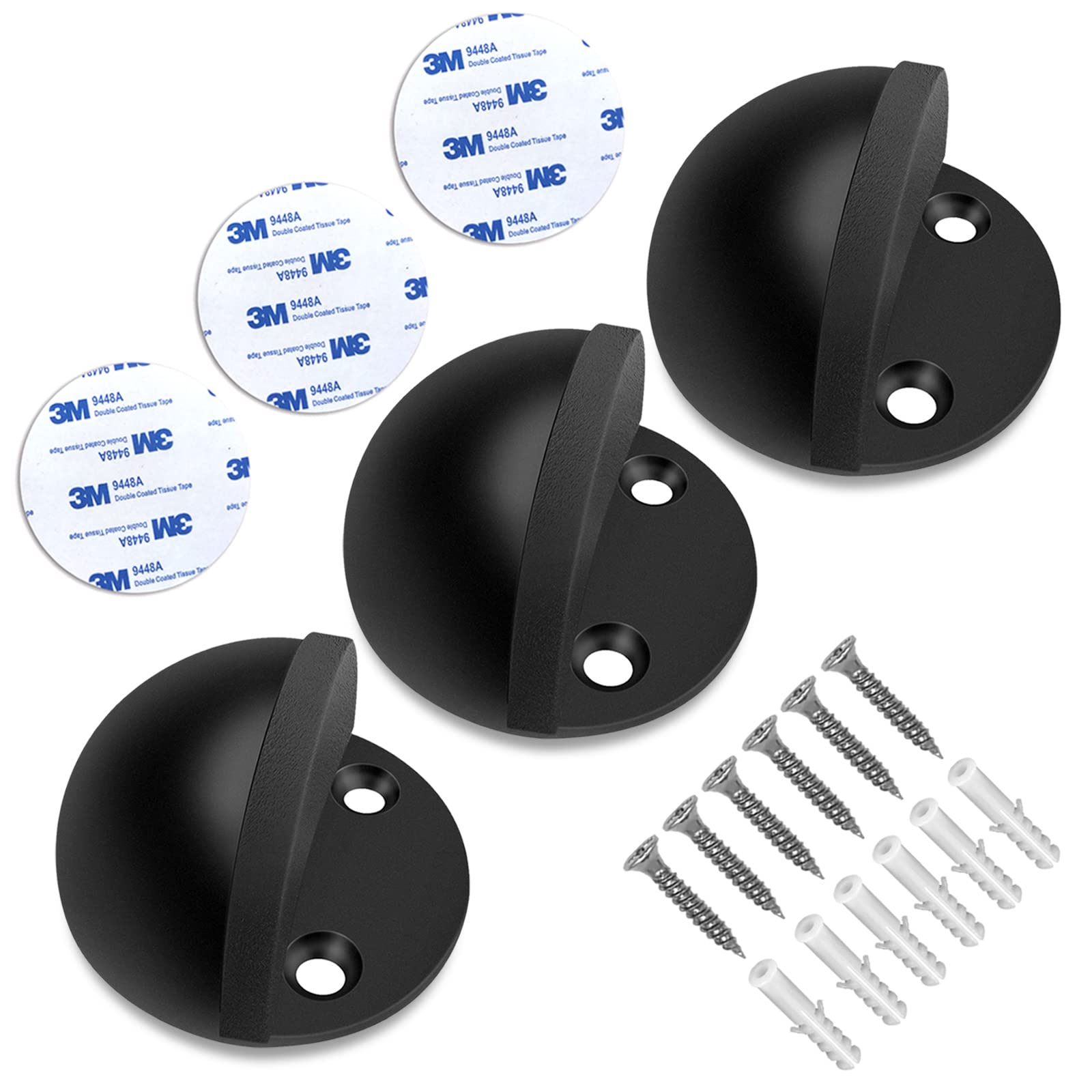 Door Stopper, Floor Door Stop Stainless Steel Adhesive Floor Mount Doorstops No Drill Rubber Door Stops Holder For Bottom Of Doo