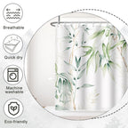 Ruelvth Green Bamboo Shower Curtain, Watercolor Green Leaves Shower Curtain For Bathroom Waterproof Fabric Spring Botanical Show
